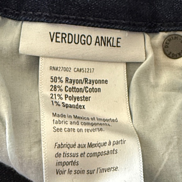 Paige Verdugo Ankle Skinny Dark Rinse Stretch Jeans Waist 30 - Picture 7 of 12